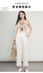 High-Waisted Lightweight Cropped Pants for Women