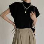 Knitted Women's Short Sleeve Vest Sweater Blouse