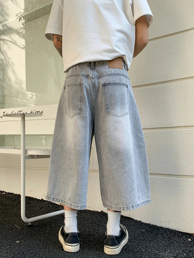 Men's Vintage High Waist Wide Leg Denim Jeans for Casual Wear