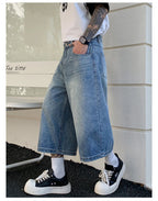 Men's Vintage High Waist Wide Leg Denim Jeans for Casual Wear