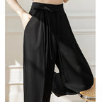 Chic High Waisted Lace Up Straight Leg Pants for Women