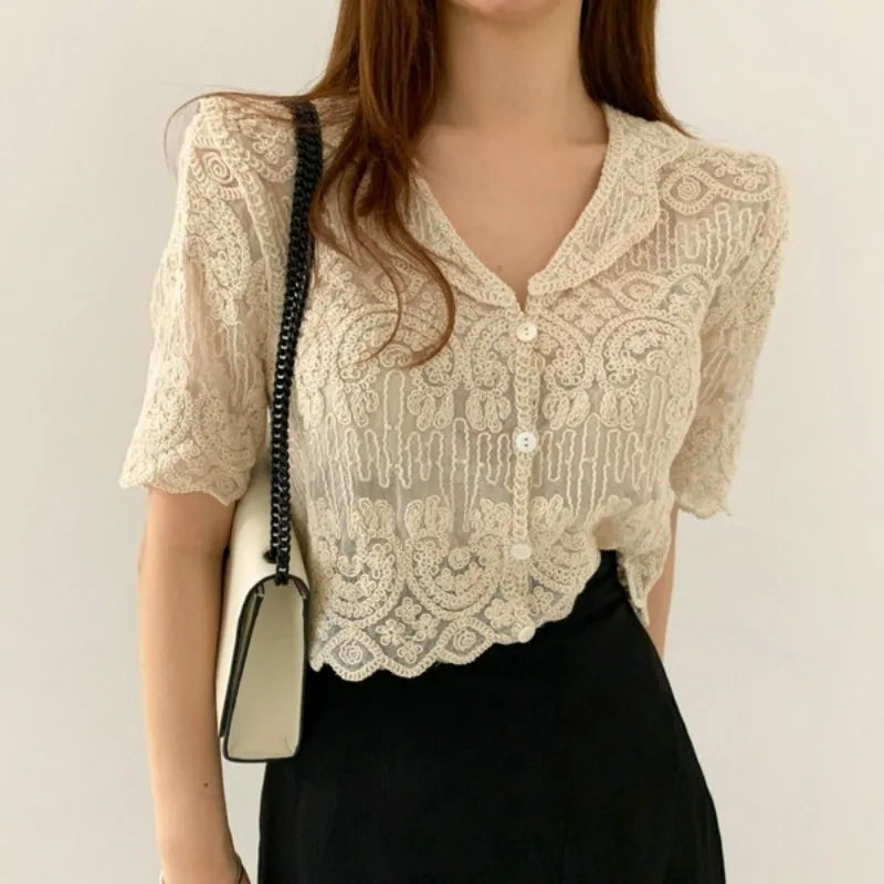 Bohemian Sheer Lace Blouse Cardigan for Women