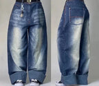 Vintage Washed Baggy Jeans for Women - Y2K Wide Leg Style