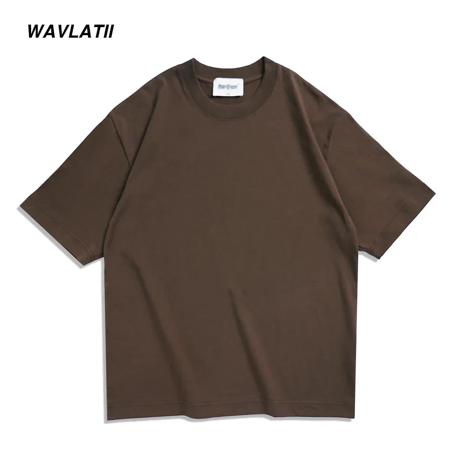 WAVLATII 260 GSM Casual Oversized T-Shirts for Men