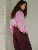 We.Fine Women's Cotton Long Sleeve Ruffled Blouse