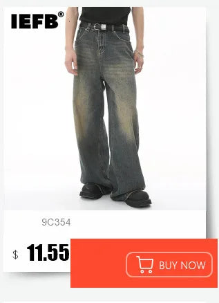 IEFB Wide Leg Baggy Men's Denim Pants - Summer Style