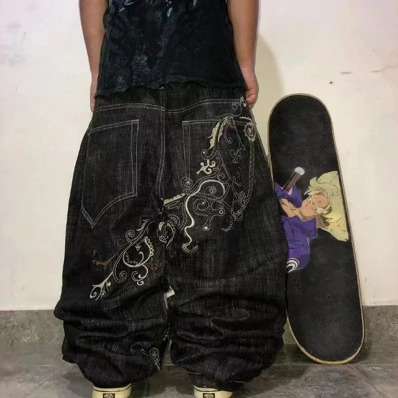 Cargo Pants for Women - Embroidered Baggy Jeans