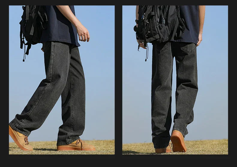 Loose Polyester Men's Jeans for Casual Spring and Autumn