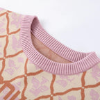 Oversized Letter Jacquard Knit Pullover for Women