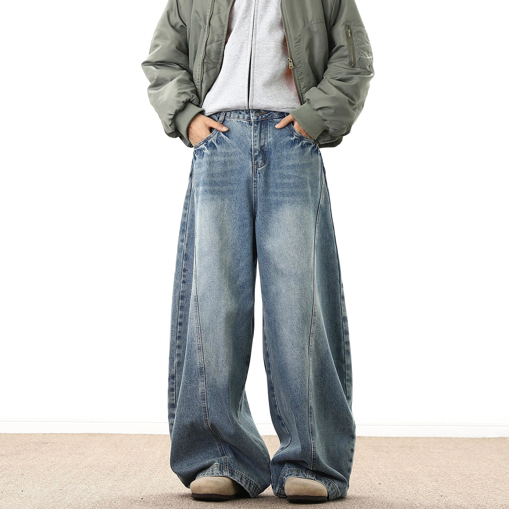Men's Wide Leg Denim Jeans for Casual Streetwear