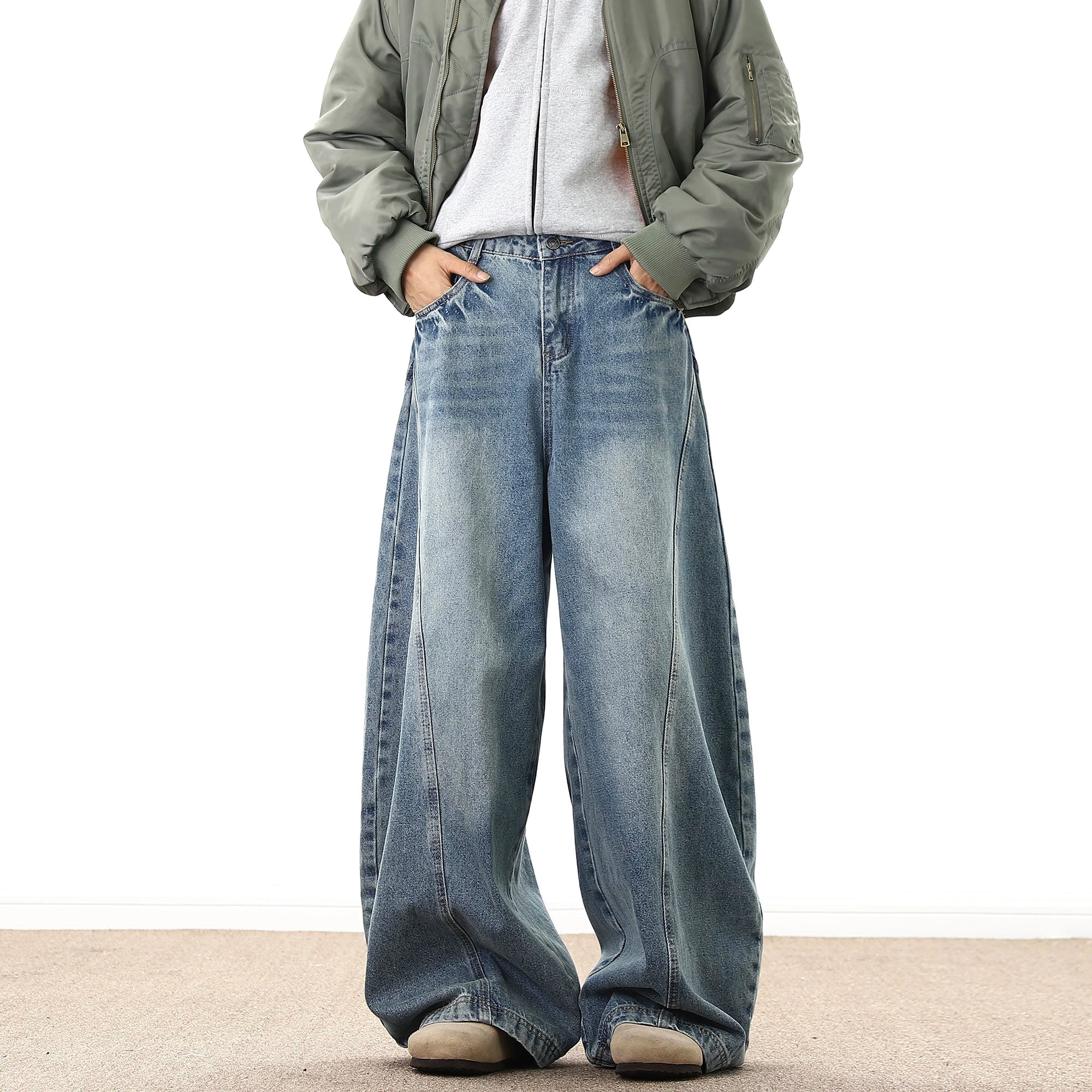 Men's Wide Leg Denim Jeans for Casual Streetwear