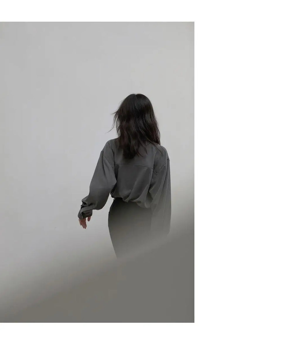 Korean Oversized Blouse with Detachable Tie for Women
