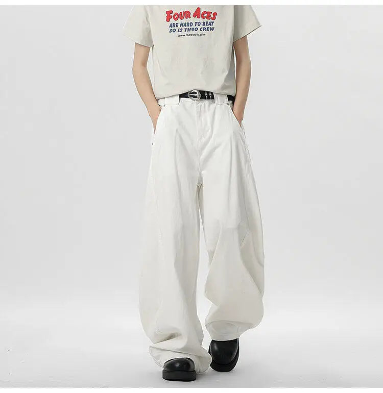 IEFB Wide Leg Baggy Men's Denim Pants - Summer Style