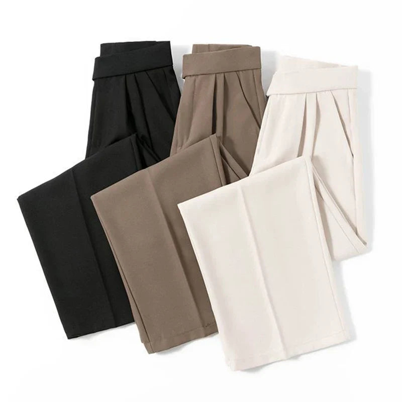 Chic High Waisted Lace Up Straight Leg Pants for Women