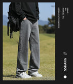 Loose Polyester Men's Jeans for Casual Spring and Autumn