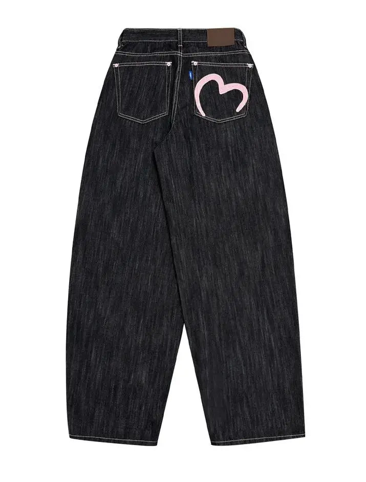 Y2K Wide Fit Women's Baggy Denim Jeans in Light Plaid