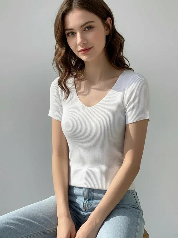 AOSSVIAO V-neck Thin Women Pullover Sweater 2026