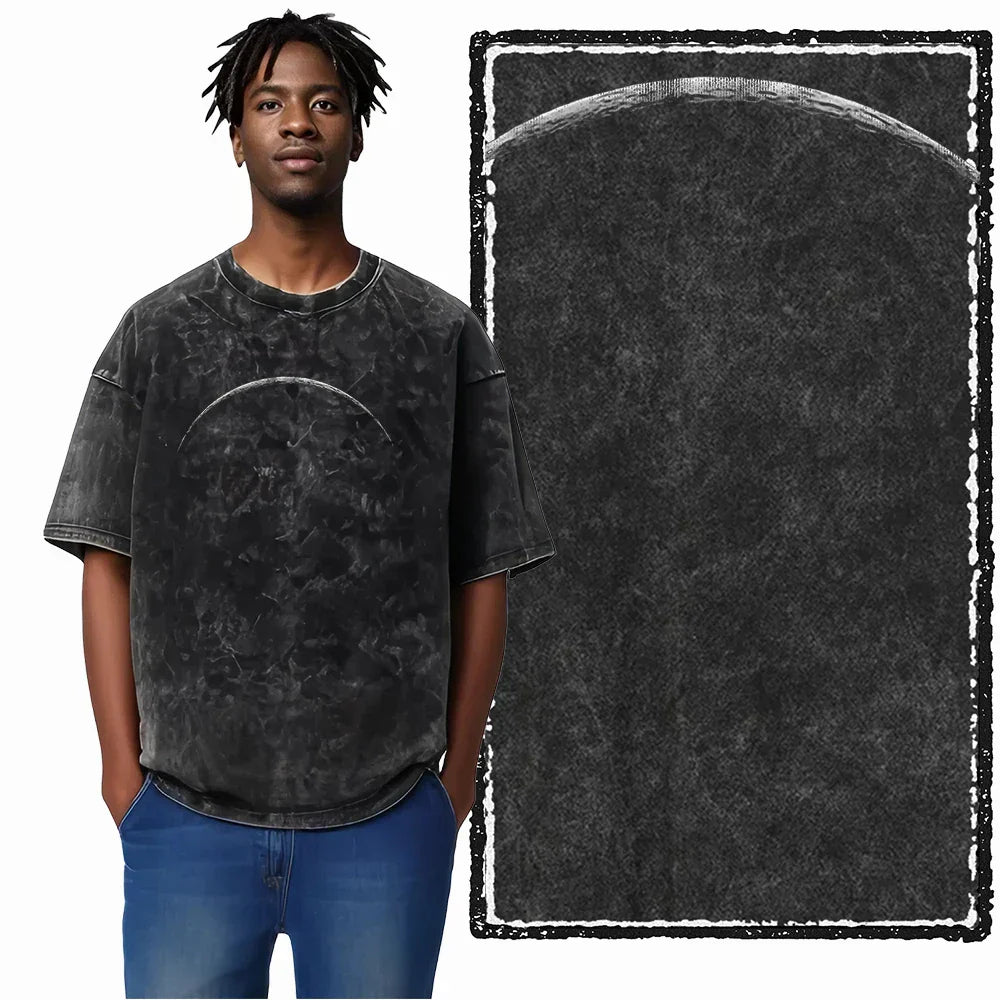 Printed Cotton Acid Washed Astronaut T-Shirt for Men