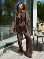 Chic Women's Cotton-Linen Two-Piece Set for Office Wear