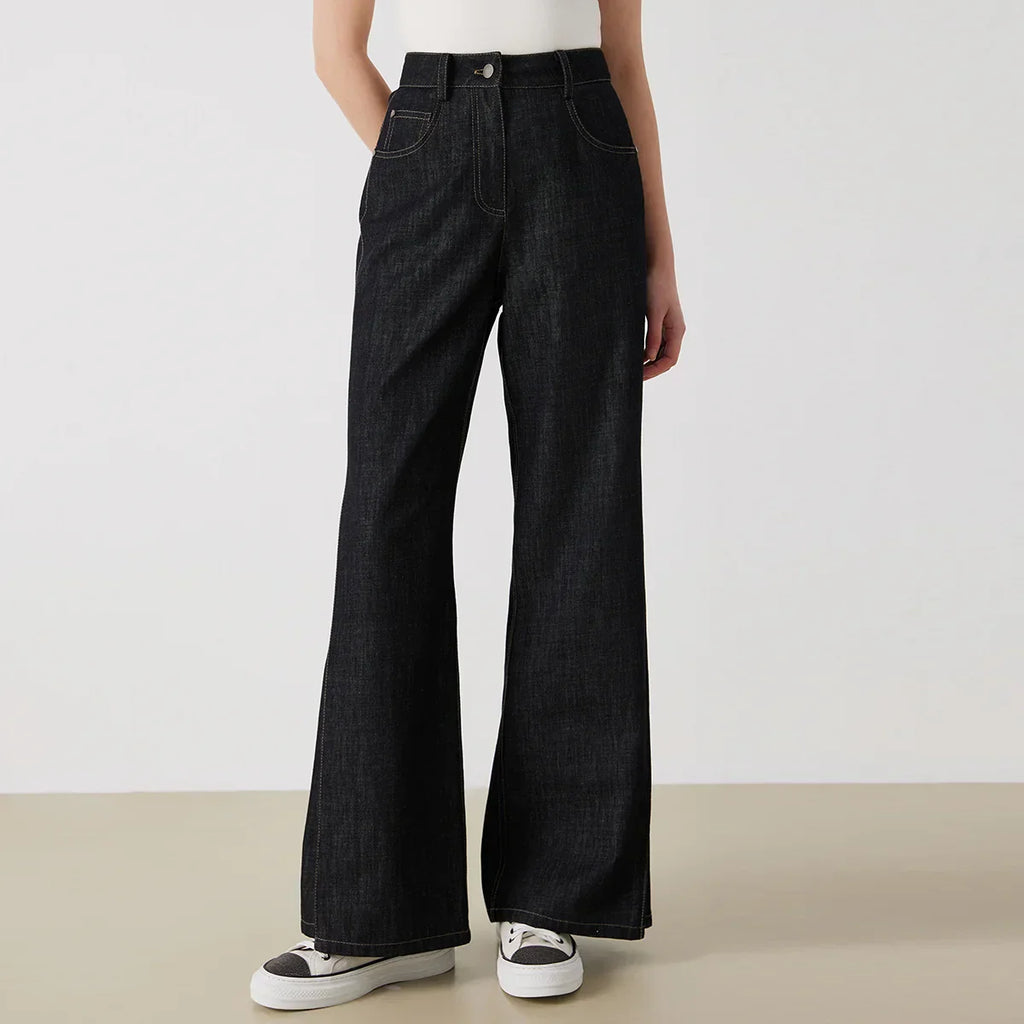 Women's High-Waisted Wide-Leg Denim Pants for Summer