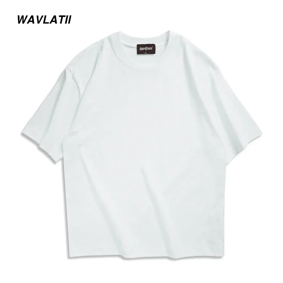 WAVLATII 260 GSM Casual Oversized T-Shirts for Men
