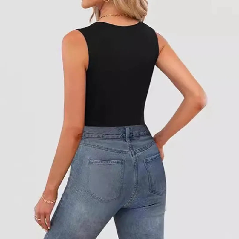 Slimming Square Neck Sleeveless T-Shirt for Women