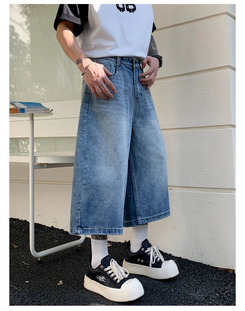 Men's Vintage High Waist Wide Leg Denim Jeans for Casual Wear