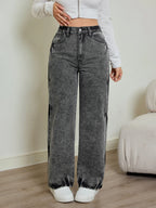 High Waist Tie-Dye Straight Jeans for Women