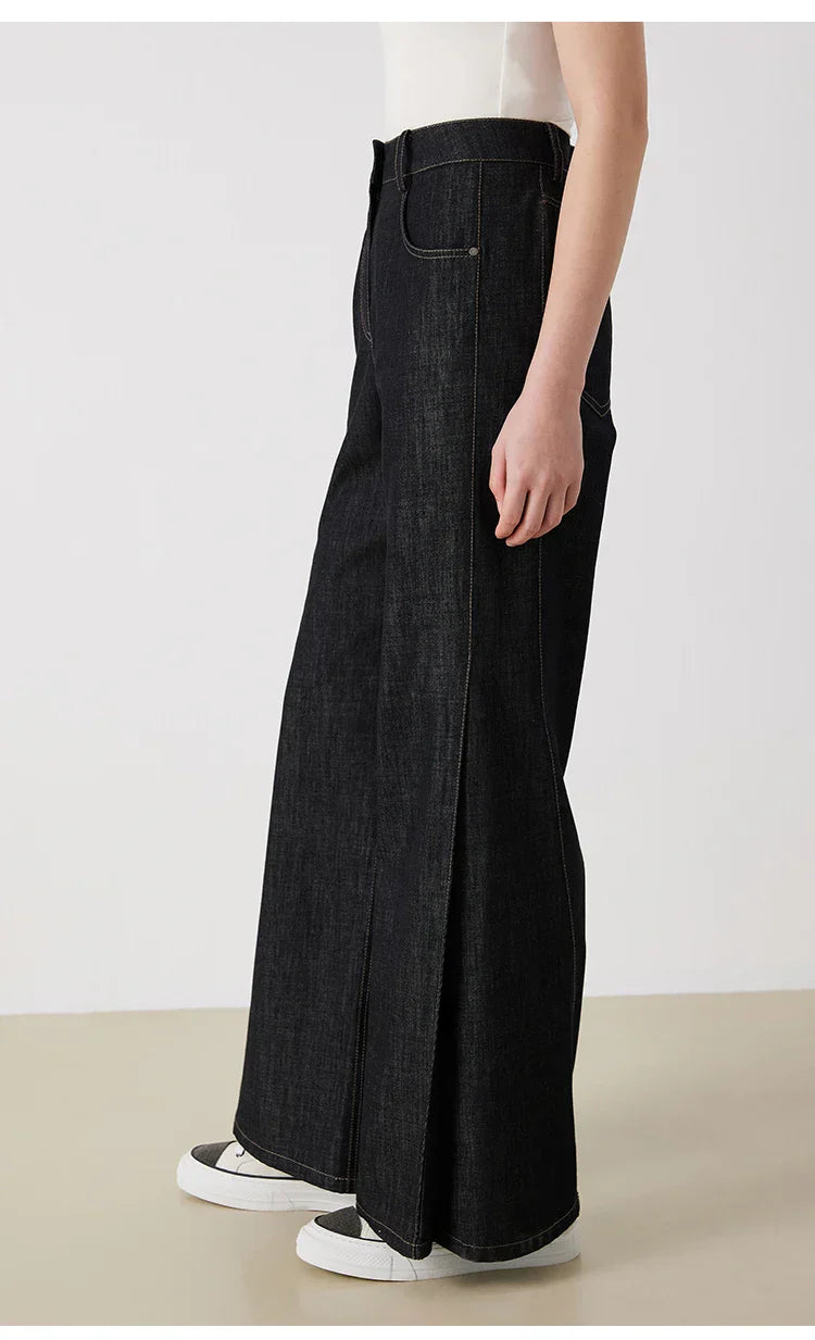 Women's High-Waisted Wide-Leg Denim Pants for Summer