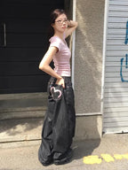 Y2K Wide Fit Women's Baggy Denim Jeans in Light Plaid
