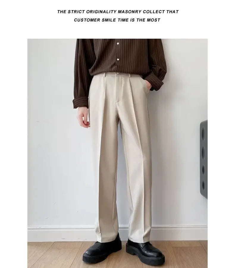 Men's White Baggy Wide Pants for Casual Spring Wear