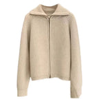 Chic Women's Knitted Cardigan with Zipper in Solid Color