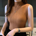 Slim Knitted Sleeveless Sweater for Women - Casual Elegance