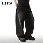 Loose Wide Leg Jeans for Men in Black and Gray