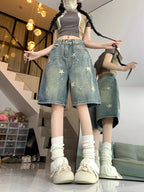 Floral Print Wide Leg Women's Jeans - Casual Comfort Denim