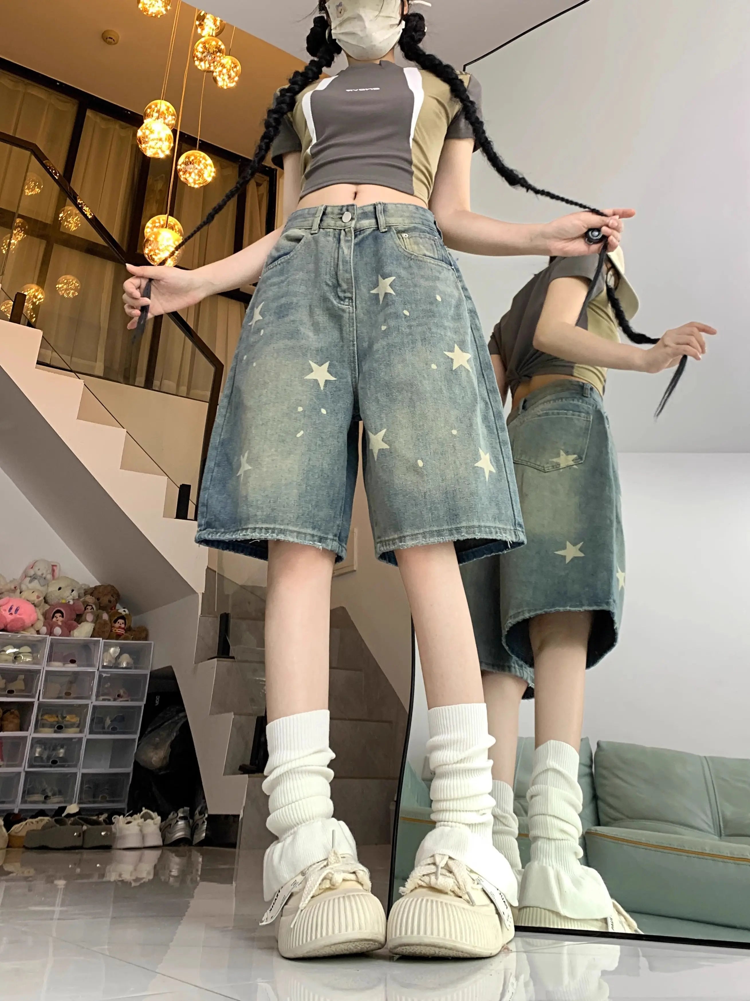 Floral Print Wide Leg Women's Jeans - Casual Comfort Denim