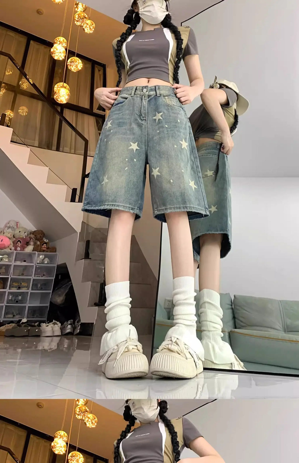 Floral Print Wide Leg Women's Jeans - Casual Comfort Denim