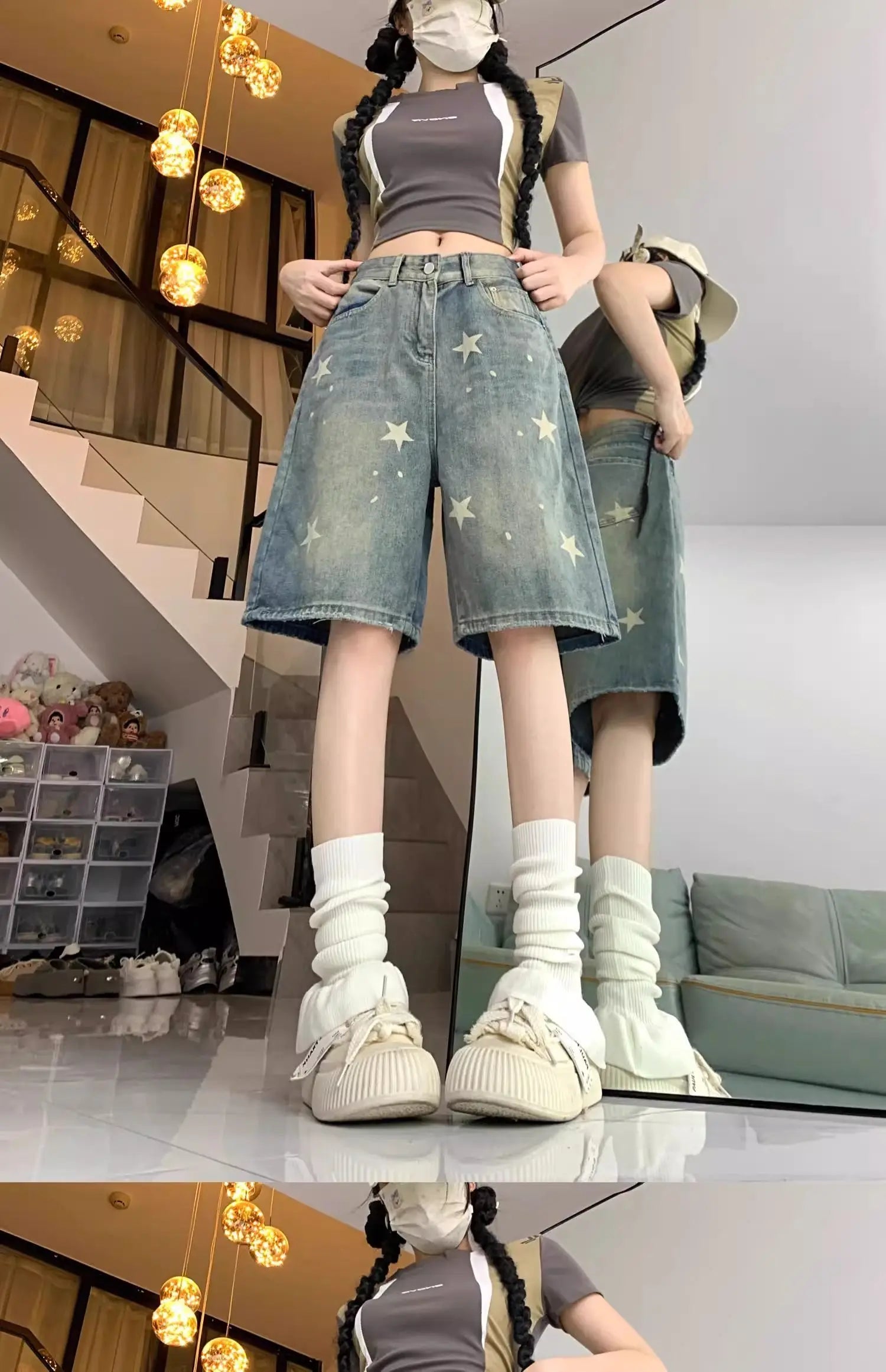 Floral Print Wide Leg Women's Jeans - Casual Comfort Denim