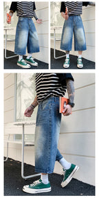 Men's Vintage High Waist Wide Leg Denim Jeans for Casual Wear