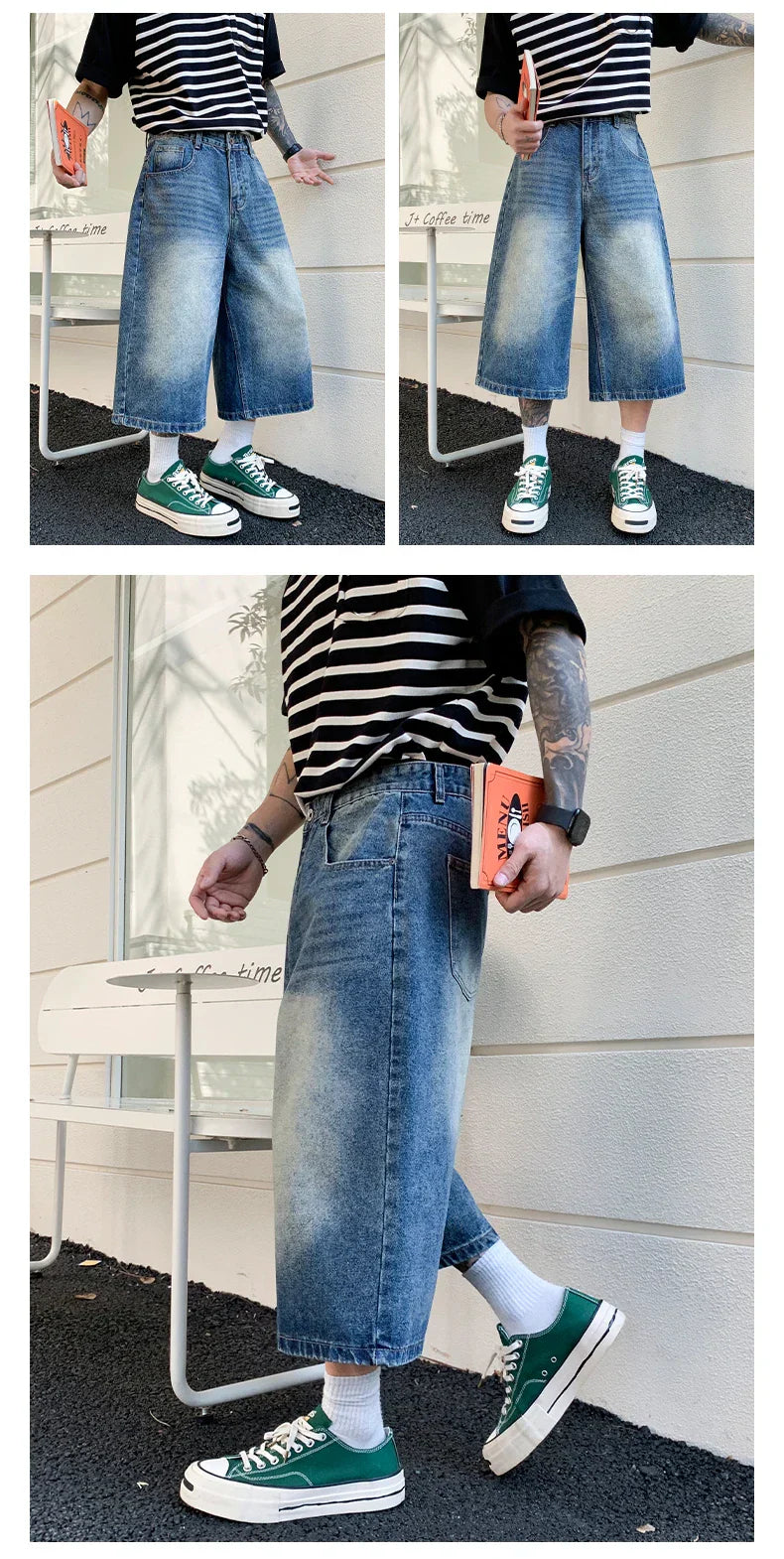 Men's Vintage High Waist Wide Leg Denim Jeans for Casual Wear