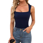 Slimming Square Neck Sleeveless T-Shirt for Women