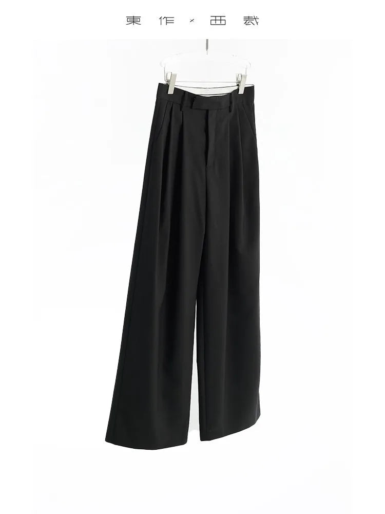 Wool Wide-Leg Trousers for Women - Casual Party Pants