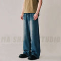 Men's Loose Denim Casual Jeans in Distressed Blue