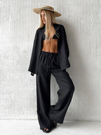 Chic Women's Cotton-Linen Two-Piece Set for Office Wear