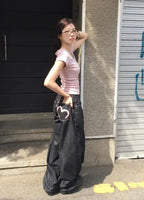 Y2K Wide Fit Women's Baggy Denim Jeans in Light Plaid