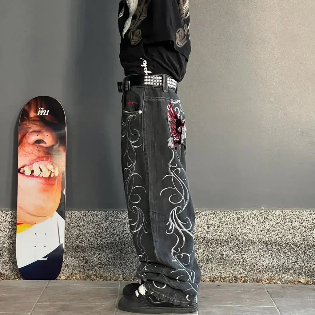 Cargo Pants for Women - Embroidered Baggy Jeans