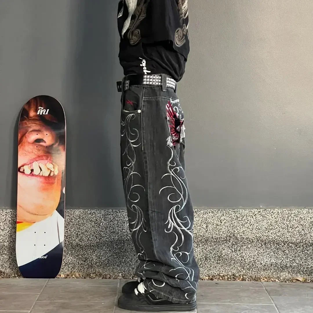 Cargo Pants for Women - Embroidered Baggy Jeans