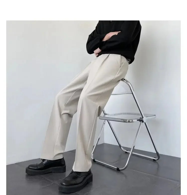 Men's White Baggy Wide Pants for Casual Spring Wear