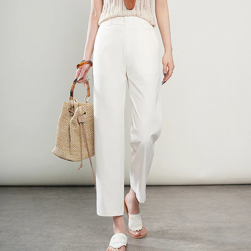 High-Waisted Lightweight Cropped Pants for Women