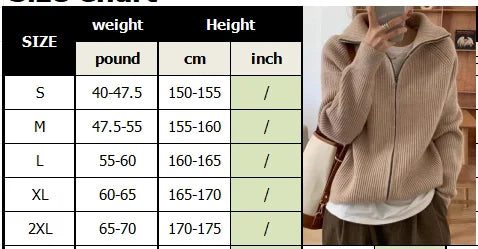 Chic Women's Knitted Cardigan with Zipper in Solid Color